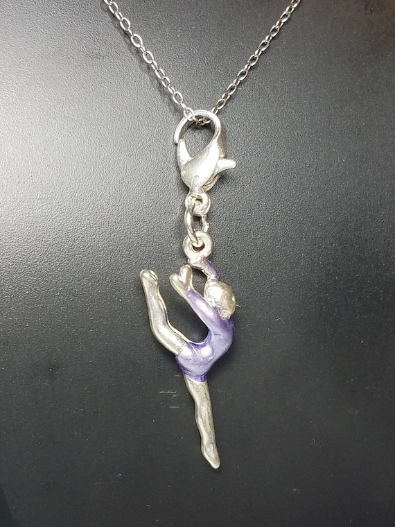 NEW Set of 6 Gymnastics Dance Figurine Charms Lavendar Leotard Gymnastics Gym Gymnast Dance Team Dancer Bracelet, Keychain, Necklace & More