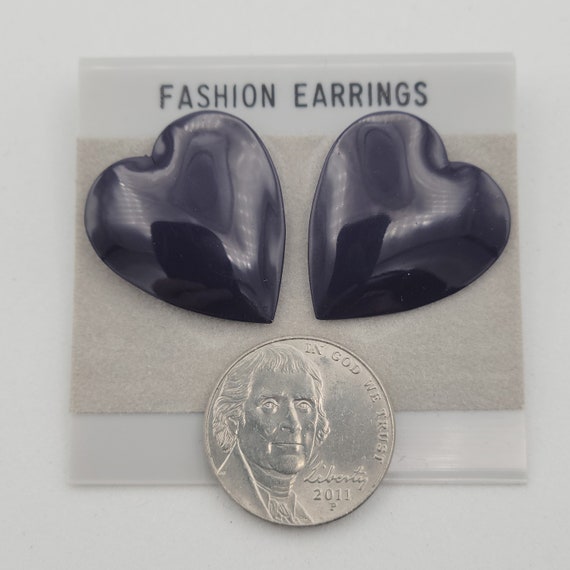 Vintage NEW 1980s Steel Heart Shaped Stud Earring… - image 3