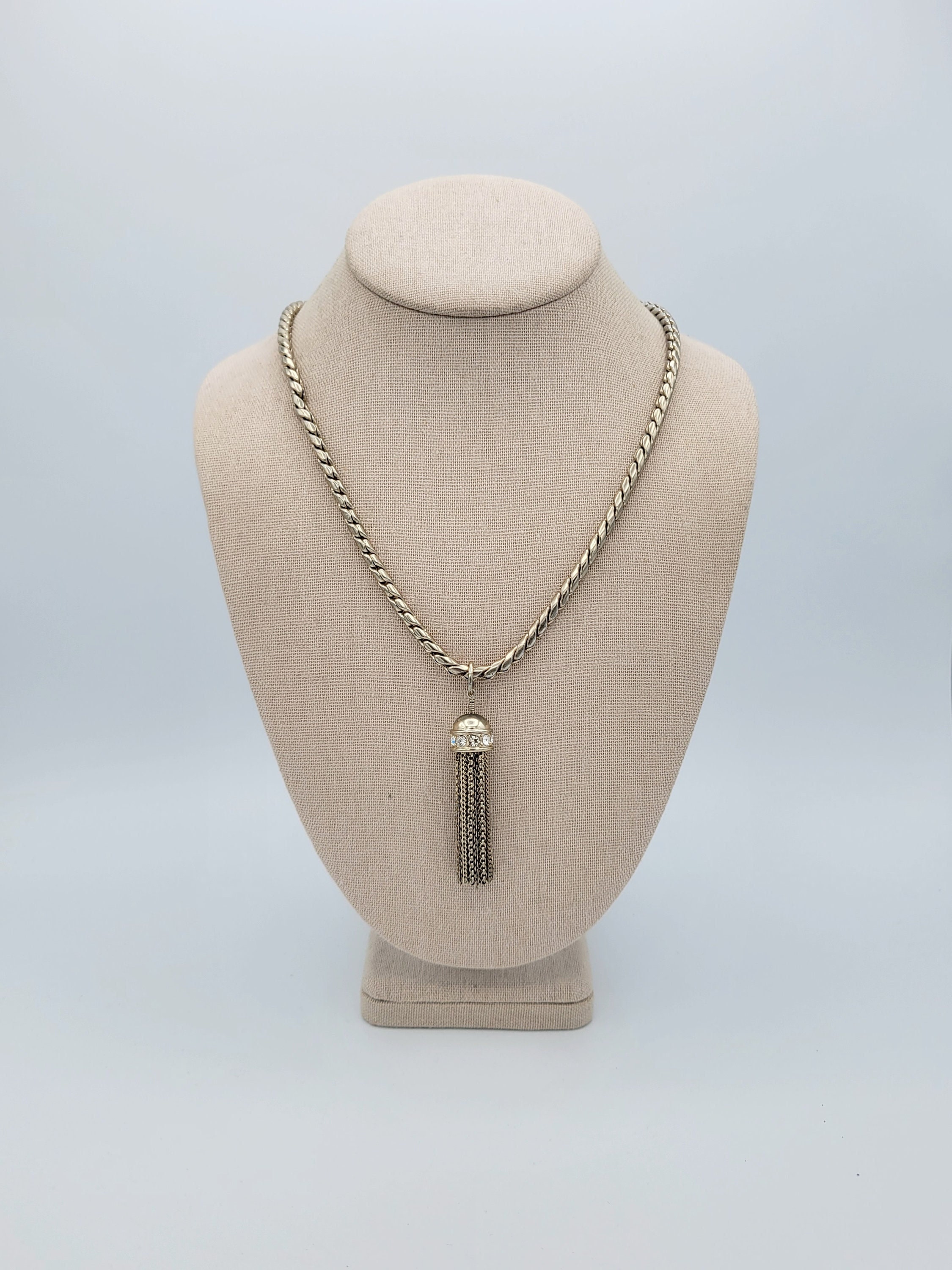 Vintage Ann Taylor Chunky Silver Tone Thick Chain Necklace with 