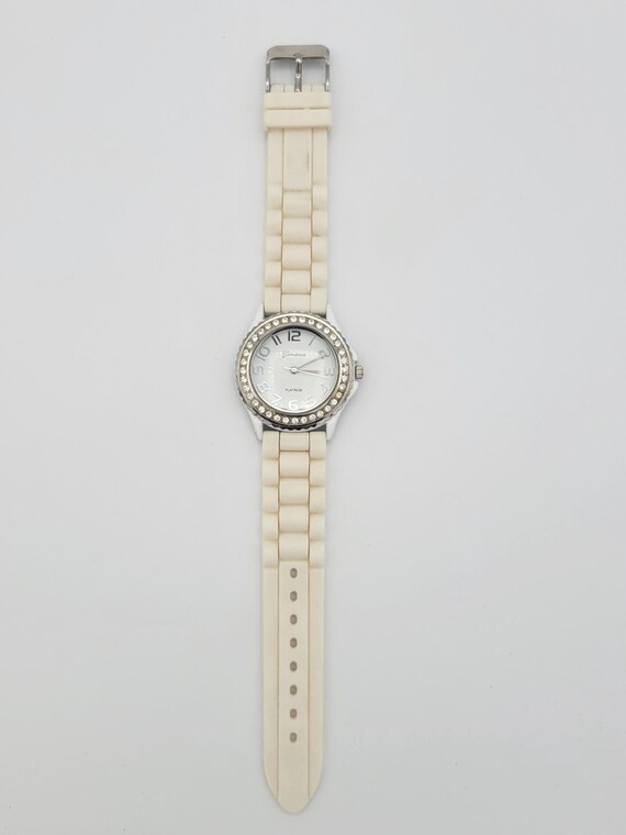 Geneva Platinum White & Silver Tone Rhinestones Ladies Watch  display picture 1