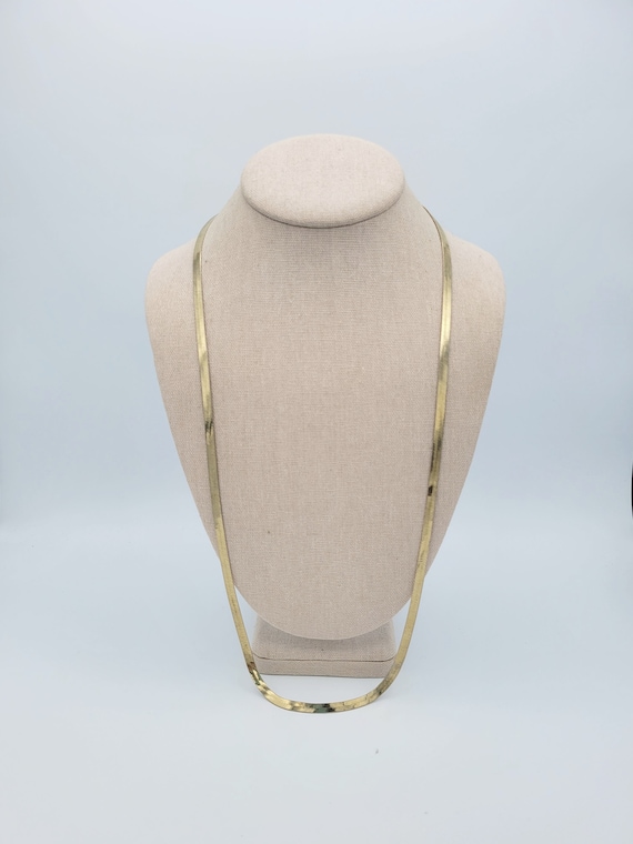 Vintage 30" Gold Tone Herringbone Chain Necklace Costume Jewelry Retro Statement Classic 3/16" Wide Chrome Finish Lobster Claw Clasp Great