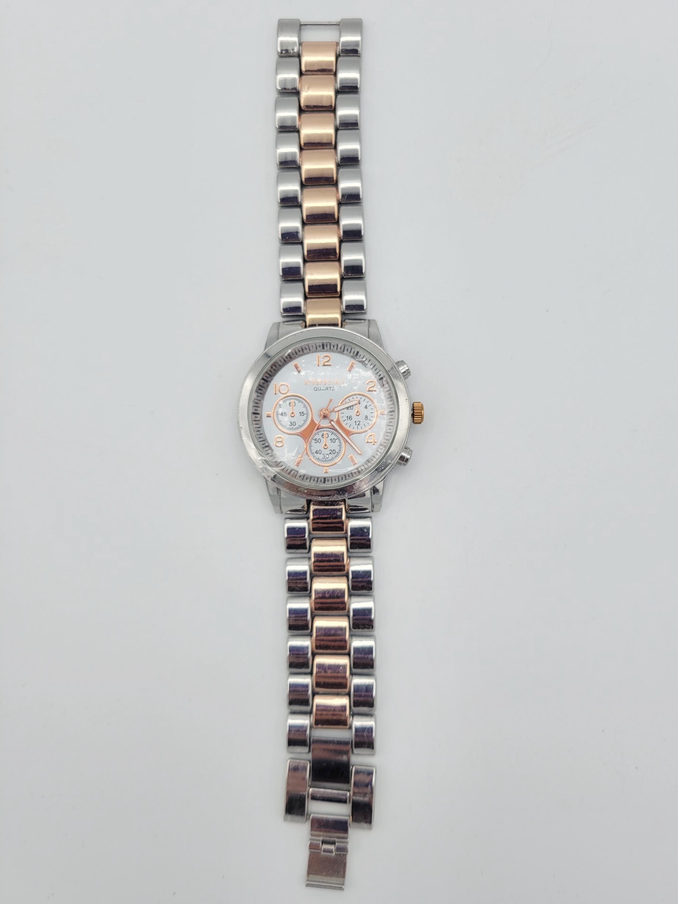 Reloj de pulsera Aeropostale en tono dorado rosa y plateado para mujer joyeria de fantasia correa de 38 mm y 7 3 8 imitacion de 3 cronografos para mujer Etsy Espana