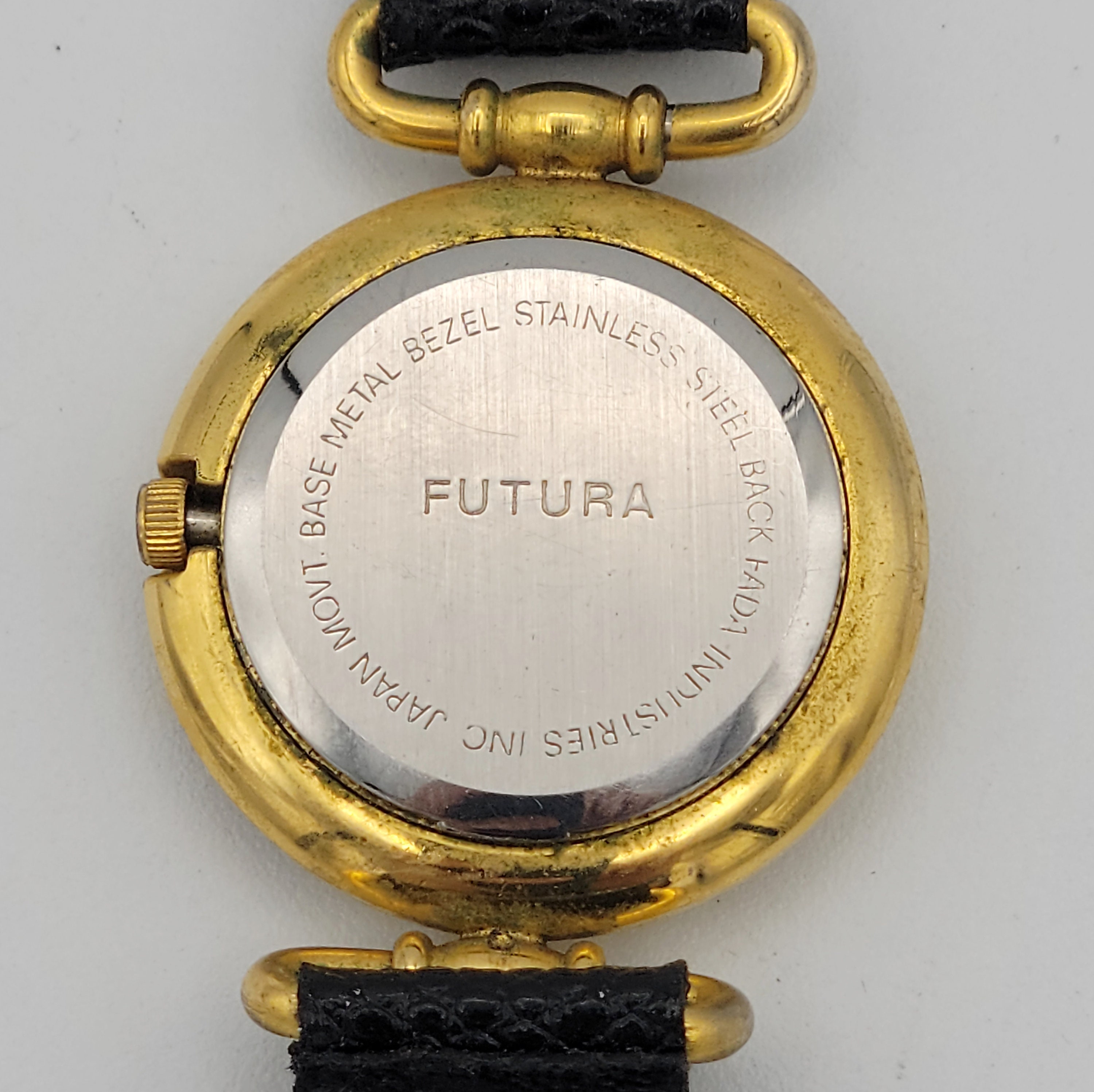 Vintage Futura Gold Tone Ladies Watch with Genuine Leather 