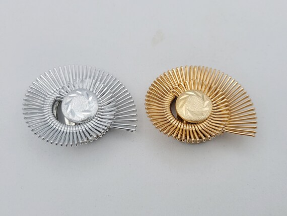 Vintage Oversize Western Germany Spiral Scarf Clip Costume Jewelry Retro Statement Women Dress Clip Lightweight Shiny Silver or Gold Tone