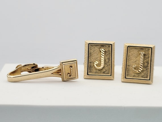 Vintage 1970s Shields Gold Tone Initial Letter J … - image 1