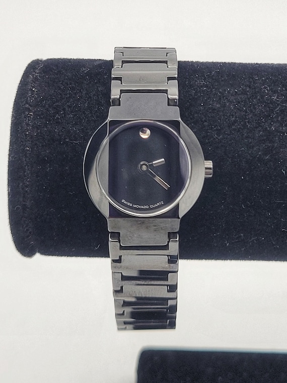 RARE Movado Sports Edmon Edition Tungsten Ladies Watch with Beveled Crystal Double Push Button Deployment Clasp 84-GT-1892-AC-12-11/002