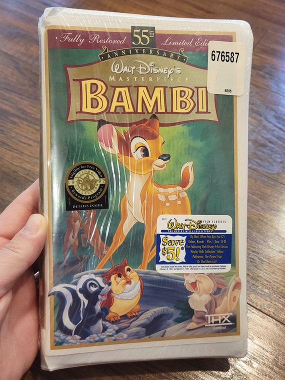 Vintage NOS Sealed 1997 Walt Disney's Masterpiece Bambi 55th Anniversary Limited Edition Clamshell VHS Home Video New Stock #9505