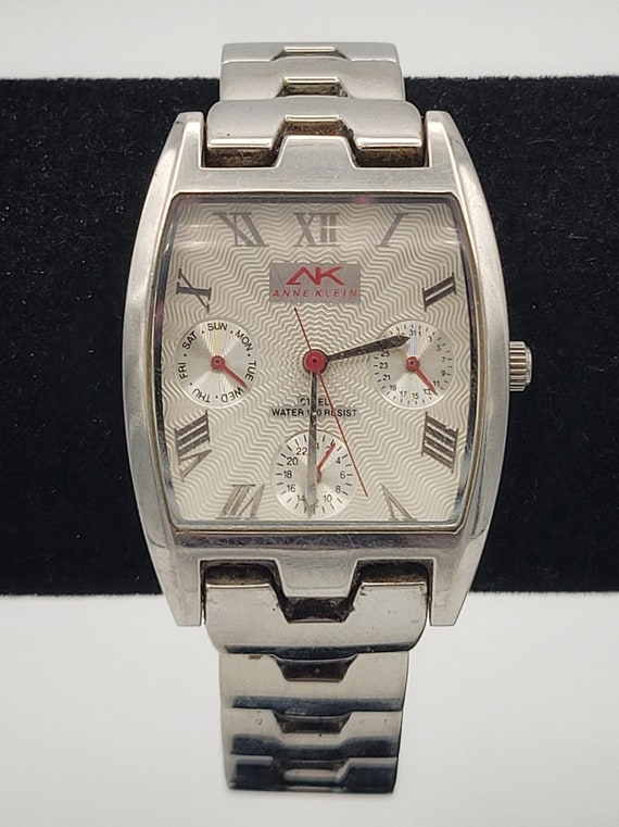 Vintage Anne Klein 10/5283 Silver Tone & Red Accent Ladies  display picture 1