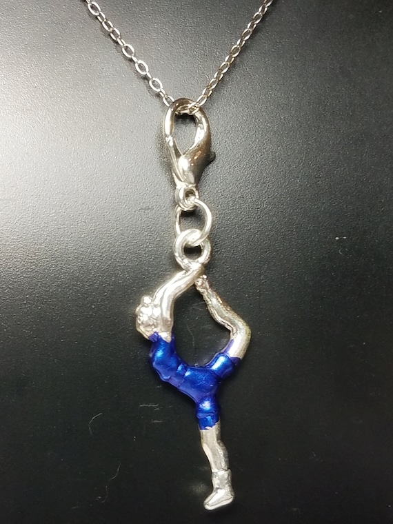 NEW Set of 6 Gymnastics Dance Figurine Charms Blue Outfit Gymnastics Gym Gymnast Dance Team Dancer for Bracelet, Keychain, Necklace & More