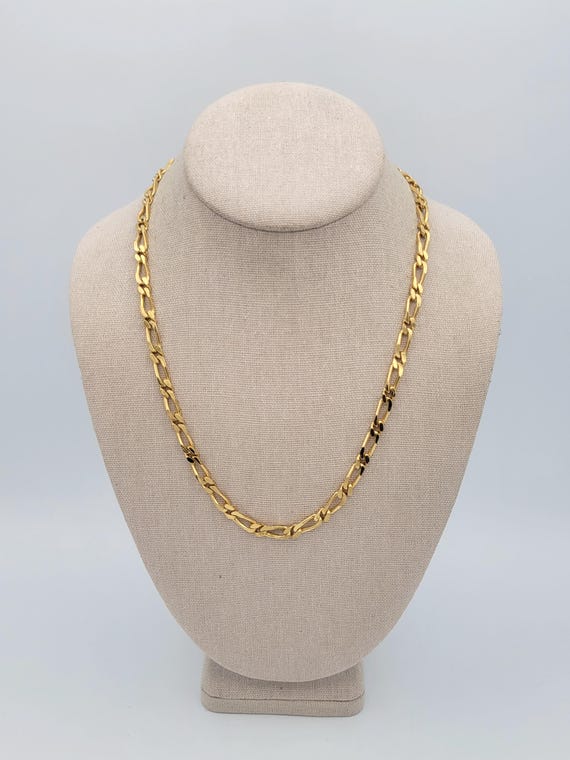 Vintage Monet Gold Tone 20" Figaro Chain Necklace with Snap Lock Clasp Costume Jewelry Retro Statement Women Accent Classic
