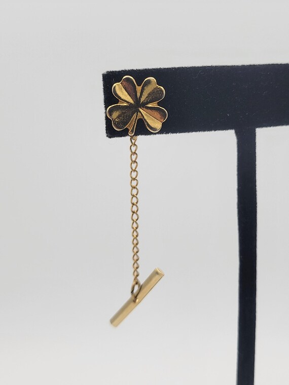Vintage Gold Tone 4 Leaf Clover Men's Tie Tack St. Patrick's Day Pin Costume Jewelry Retro Men's Accessories Statement Small Lucky