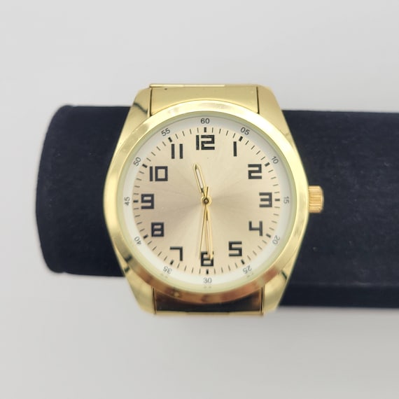 Vintage Gold Tone Men's Dress Watch with Expansion Band Costume Jewelry Accessories Statement Timepiece Gentlemen FMDPU139 Shiny Chrome
