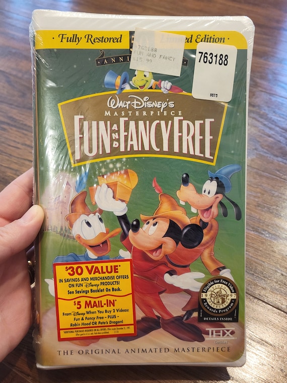 Vintage NOS Sealed 1997 Walt Disney's Masterpiece Fun & Fancy Free 50th Anniversary Edition Clamshell VHS Home Video New Stock #9875