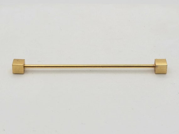 Vintage Gold Tone Collar Bar with Cube Shaped Ends Accent Costume Jewelry Suit Men's Accessories Formal Gentlemen Tie