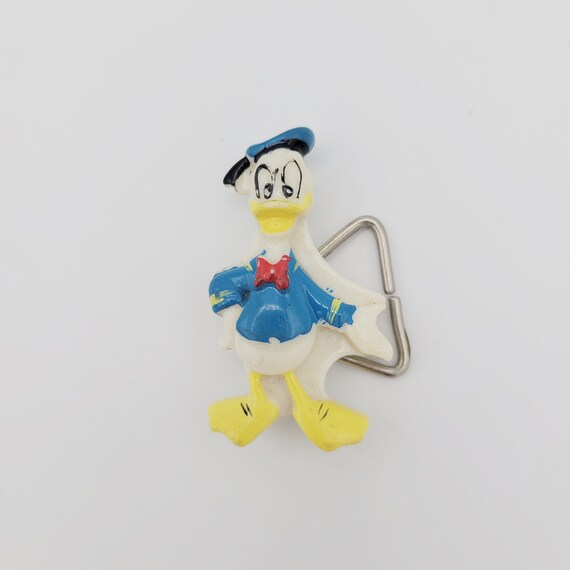 Vintage Plastic Disney Donald Duck Kids Belt Buckle with Blue, Red & Yellow Enamel Costume Jewelry Retro Statement Children Walt 1970s