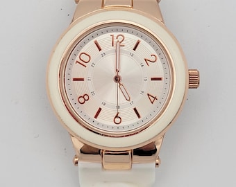 Geneva Platinum Beige & Gold Tone Rhinestones Ladies Watch  display picture 3