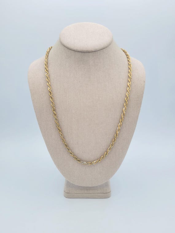 Vintage 1990s Trifari 24" Two Tone Rope Chain Necklace Costume Jewelry Ladies Retro Statement Accessories Doubled Layering Stacking 90s