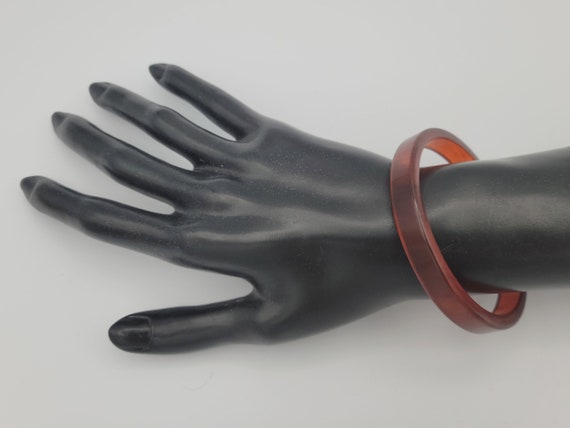 Vintage Translucent Brown Plastic Bangle Bracelet… - image 4