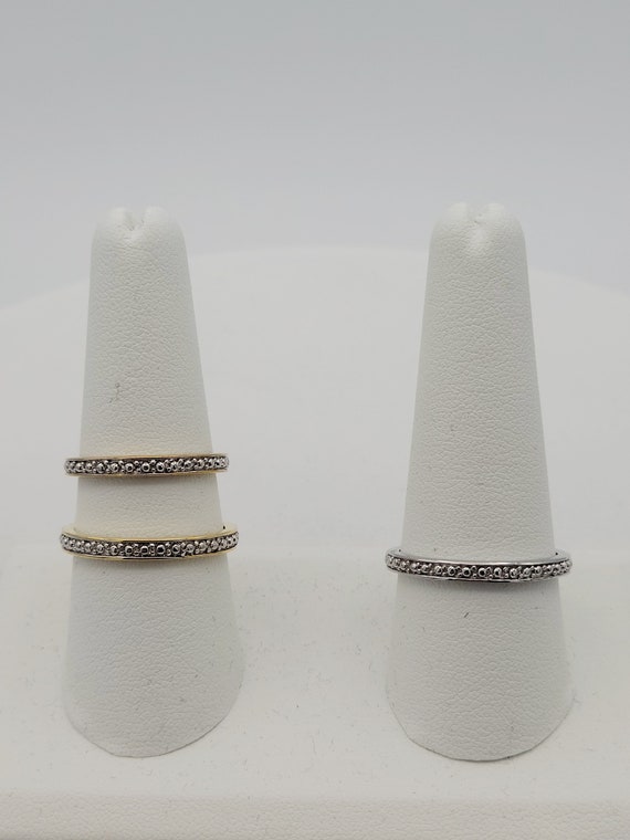 Vintage Set of 3 Stackable Bands Silver & Gold Tone 360 Degree Design Statement Ring Right Hand Costume Jewelry Various Sizes Studded