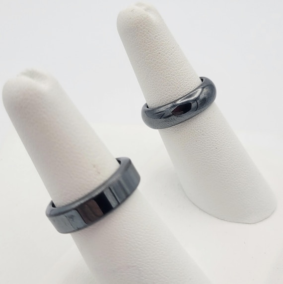 Vintage New Hematite Band Ring Right Hand Costume Jewelry Grounding Protection Crystal Calming Thumb Mental Focus Security Various Sizes