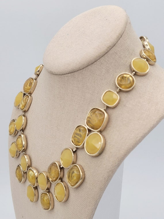 Vintage Banana Republic Gold Tone & Yellow Stone … - image 4