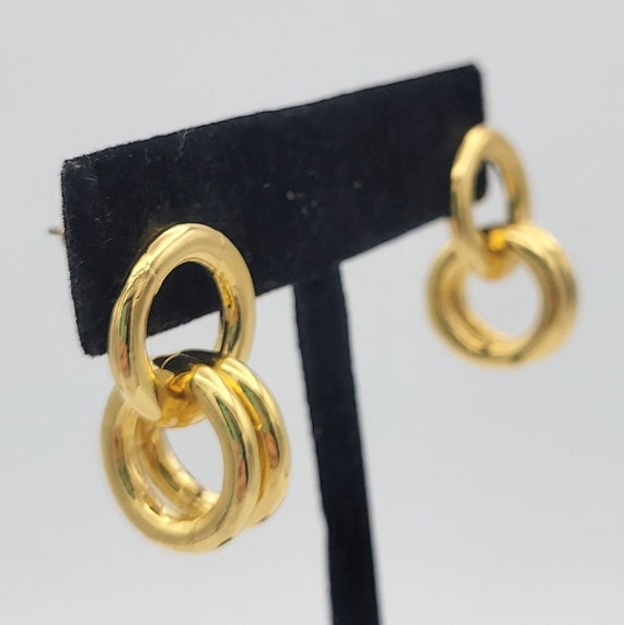 2 Pair of Vintage Gold Tone Earrings Costume Jewe… - image 4