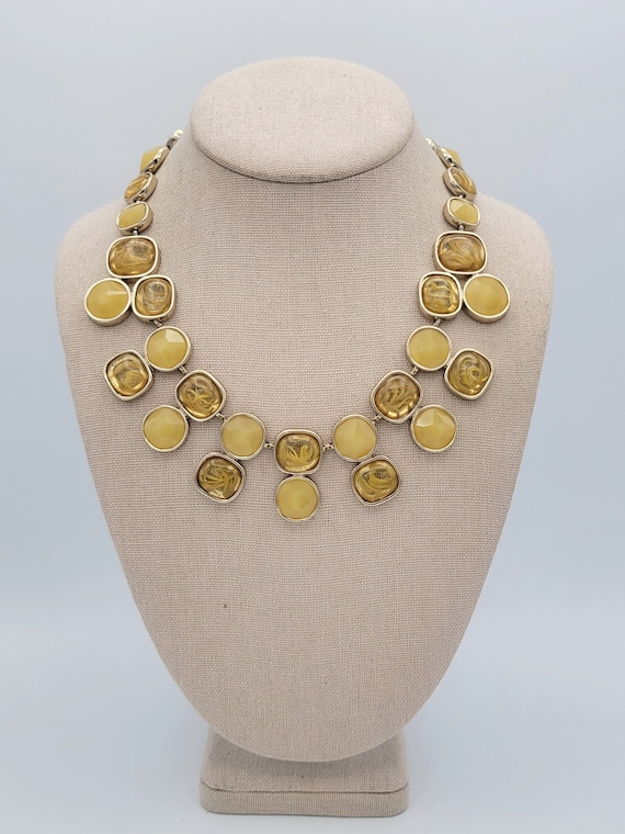 Vintage Banana Republic Gold Tone & Yellow Stone … - image 1