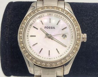 Fossil Jacqueline Blue Mother of Pearl Dial Ladies Mesh