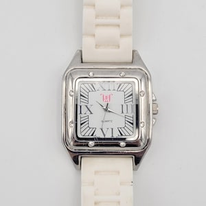 Stainless Steel Women’s Silver Watch Rhinestones Square White Face Ladies Silvertone Swiss Parts Bracelet Watch with Square CZ  main image 3