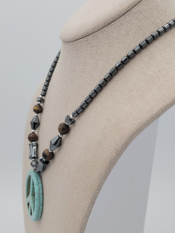 Vintage Hematite Necklace with Colored Accents Be… - image 3