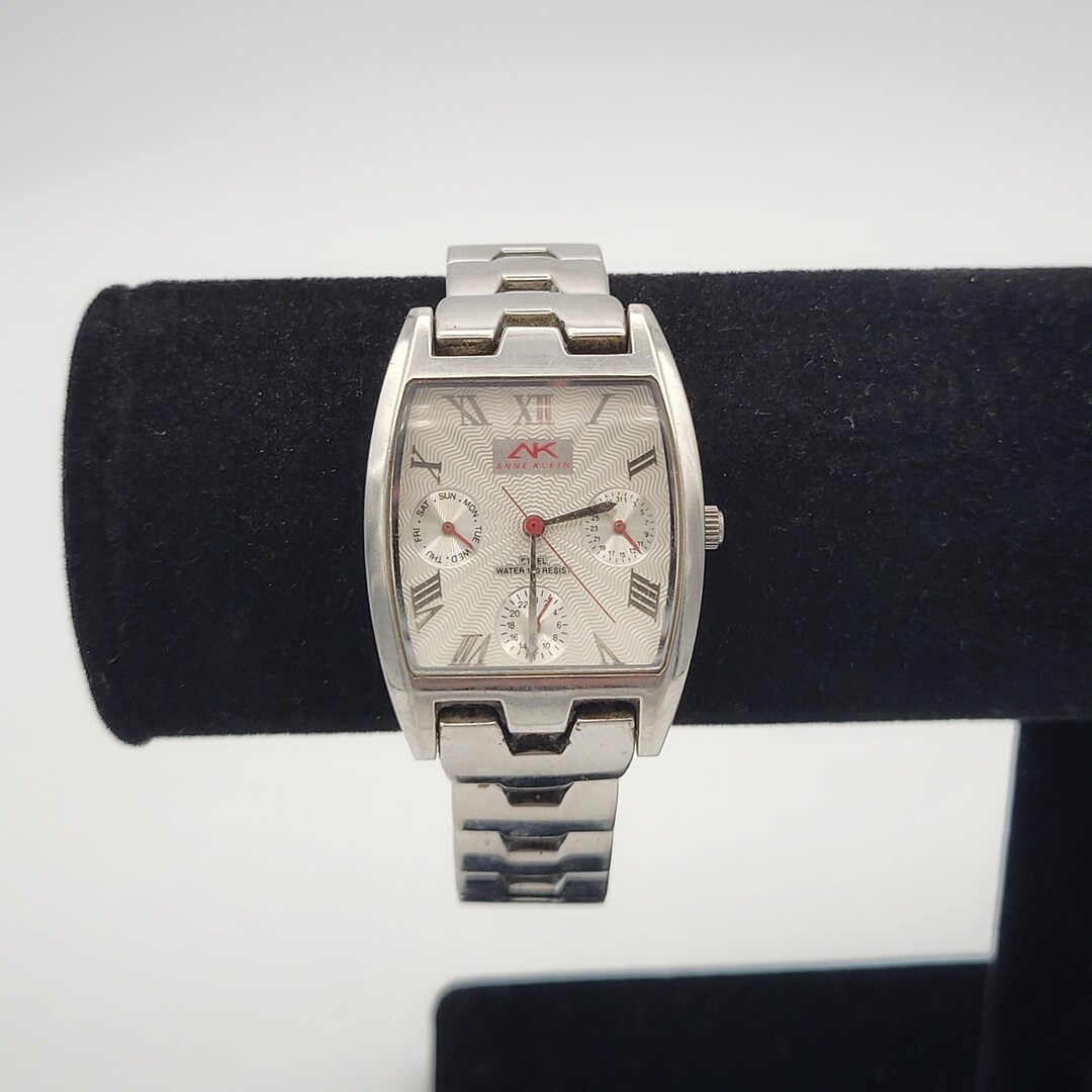 Vintage Anne Klein 10/5283 Silver Tone & Red Accent Ladies  display picture 1