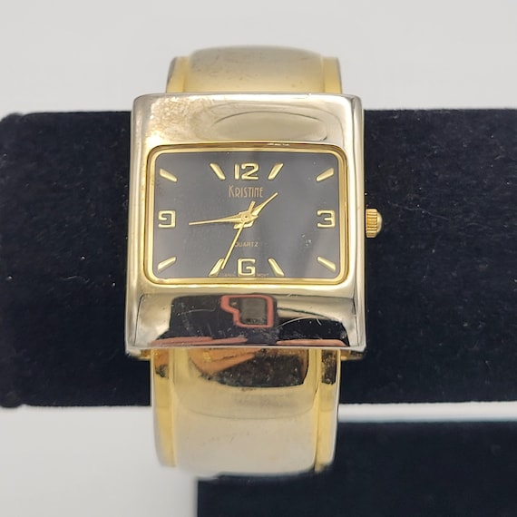 Vintage Kristine Two Tone Square rectangular Ladies Cuff Watch