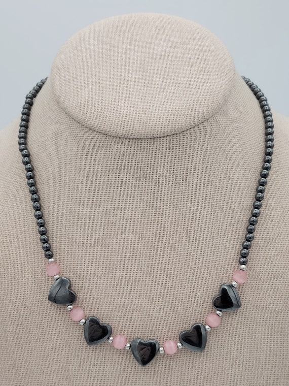 Vintage Hematite Necklace with Colored Accents Be… - image 5