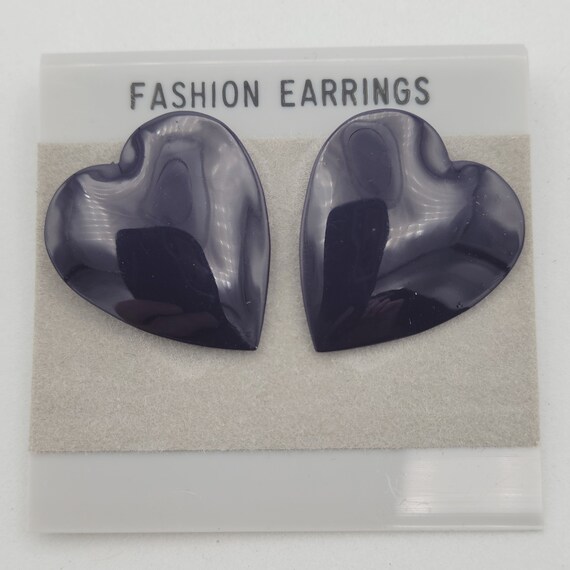 Vintage NEW 1980s Steel Heart Shaped Stud Earring… - image 2