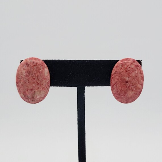 Vintage Pink Dyed Agate Oval Stud Earrings Costume Jewelry Retro Women Statement Cabochons Mineral Gemstone Bohemian Energy Happiness