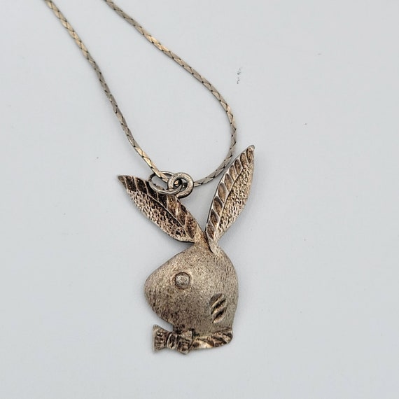 Vintage Two Tone Playboy Bunny Pendant With Silver Tone