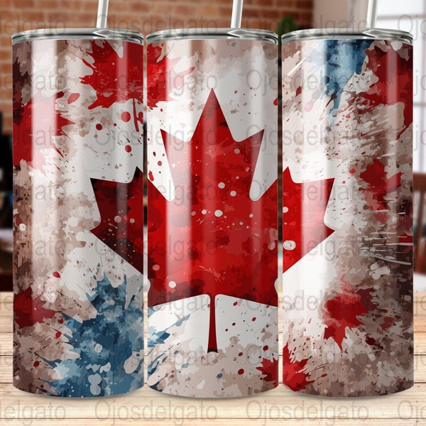 Canada Flag 20oz Sublimation Tumbler Designs Tapered and Straight Tumbler Wrap PNG, Instant Download for Commercial Use