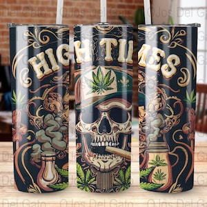Skull High Times Tumbler Marijuana Weed Instant Download Commercial Use Digital File 20oz Sublimation Designs Tapered & Straight Wrap PNG