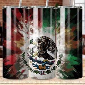 Mexican Flag 20oz Sublimation Tumbler Designs Tapered and Straight Tumbler Wrap PNG, Instant Download for Commercial Use