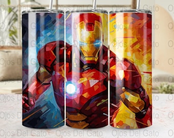 Iron Super Hero 20oz Sublimation Tumbler Designs Tapered and Straight Tumbler Wrap PNG, Instant Download for Commercial Use