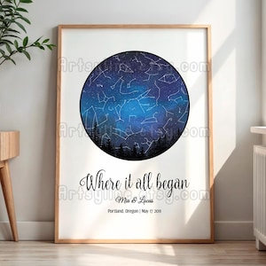 Custom Star Map The Night He Proposed, Personalized Proposal Night Sky Couple Print