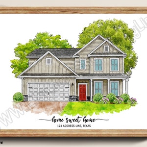 Watercolor House Painting, House Warming Gift, Realtor Client Gift, First Home Gift, Building Drawing, Custom Portrait Painting, New Home