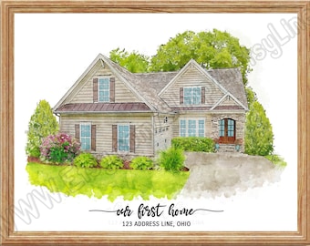 Custom House Portrait, New Home Gift, Housewarming Gift, Realtor Closing Gift, Home Portrait, Watercolor Home Portrait, Home Print