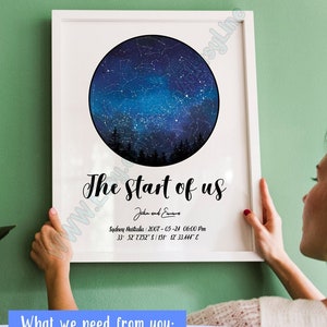 Where We Met, Night Sky Map, Met Engaged Married, He Said She Said, Our Love Story, Personalized Star Map,1st Anniversary Gift