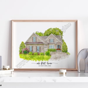 Custom House Portrait, New Home Gift, Housewarming Gift, Realtor Closing Gift, Home Portrait, Watercolor Home Portrait, Home Print