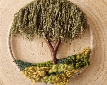 Small Woven Weeping Willow Tree Hoop, 15cm / 6" Miniature Artwork for Home Decor, Birthday Gift for Mum, 9th Wedding Anniversary Gift