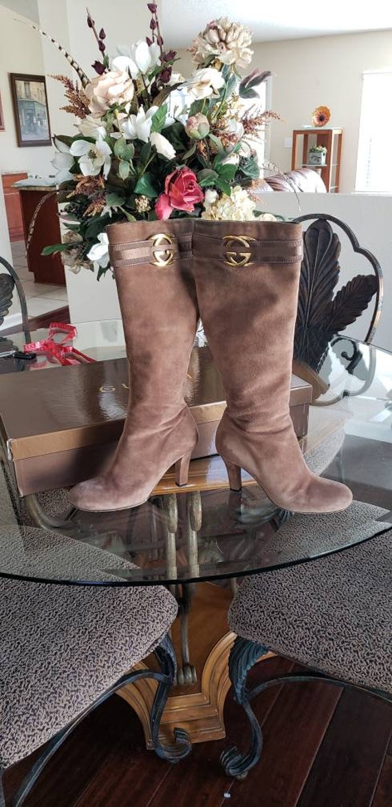 Gucci Vintage Suede Western Boots - Neutrals Boots, Shoes