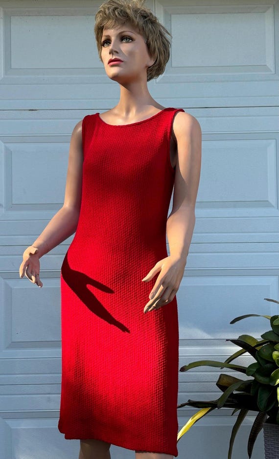 St. John Red Knit Dress - Etsy
