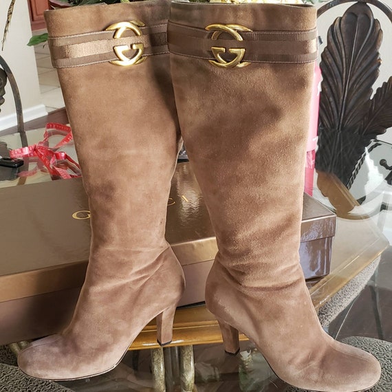 Gucci Vintage Suede Western Boots - Neutrals Boots, Shoes