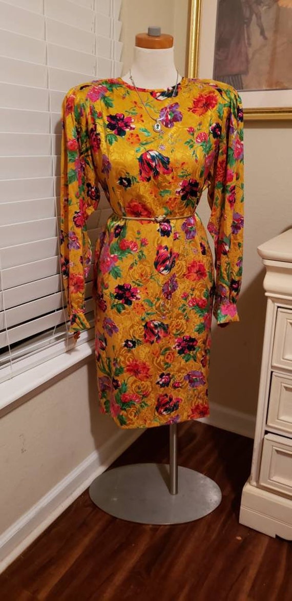 Vintage Ungaro Dress | Golden Flower Dress | Silk… - image 7